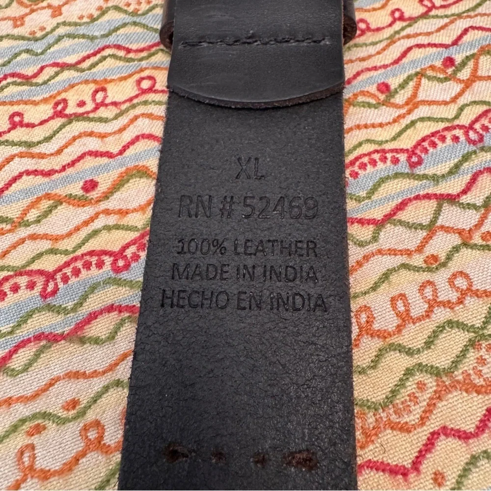 Vintage Leather Jean Belt Perforated Oval Casual size XL